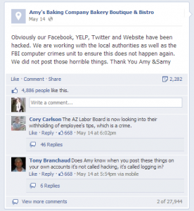 Amy's Baking Company Claims to Be Hacked