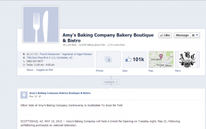 Amy's Baking Company facebook page